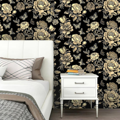 Peel and Stick Wallpaper, Soft Wildflower Botanical Contact Paper, PVC Vinyl Removable Wall Covering, Waterproof Easy-Clean, No Residue Renter Friendly, Neutral Decor, 39.4x17.3 in (Flowers2)