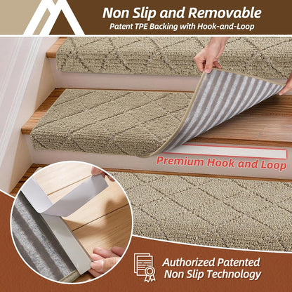 Self Adhesive Bullnose Carpet Stair Treads Non Slip,Grey,11"x30",3 Pack | Pet Friendly, Peel and Stick Stair Treads for Wooden Steps, Washable Stair Runner for Kids Elders, Edge Protection