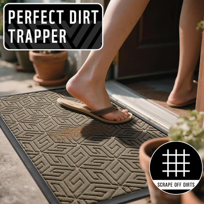 Yimobra Doormat Outdoor Entrance 29.5x17, All-Weather Waterproof Outdoor Mats for Front Door, Non Slip Welcome Door Mat for Patio Proch Outside Entryway Indoor, Black