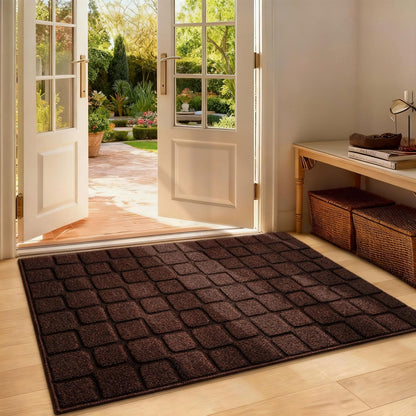 Front Door Mat Outside Entrance, Outdoor Indoor Door Mats for Entryway, Entrance, Entry, Patio, Waterproof Non Slip Doormat, Low-Profile, 20" × 31.5“, Black