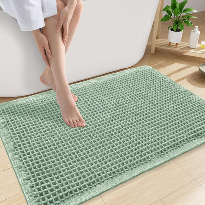 Smiry Waffle Bath Mat 30x20, Extra Soft Absorbent Bathroom Rugs, Non Slip Machine Washable Quick Dry Bath Rugs for Bathroom Floor, Tub, Shower, Home Decor Accessories, Brown