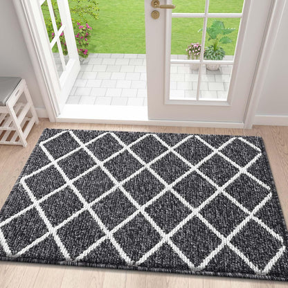 Finchitty Indoor Door Mat, Dirt Resistant and Absorbent, Low-Profile, Non-Slip, Washable Inside Floor Mats for Front Door, Back, and Entrance, 32" x 20", Grey