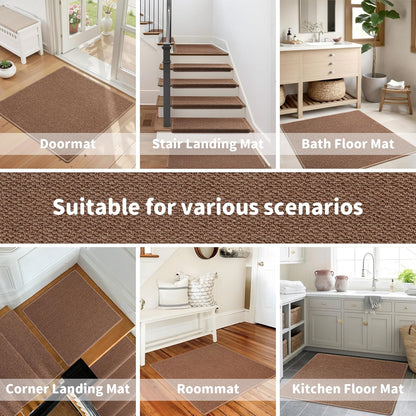 Brakki Bullnose Carpet Stair Treads, Non Slip Stair Treads for Wooden Steps Indoor, Stair Runner, Soft Stair Rugs, Edging Stair Protectors, Washable, 29.5"x9.5"x1.5" 14pcs, Beige