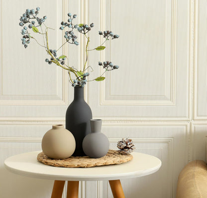 Ceramic Vase Set of 3, Decorative Vases Home Decor Modern Neutral Flower Pampass Boho Vase for Living Room, Table, Mantel, Entryway, Bookshelf, Kitchen, Bedroom, Bathroom - White