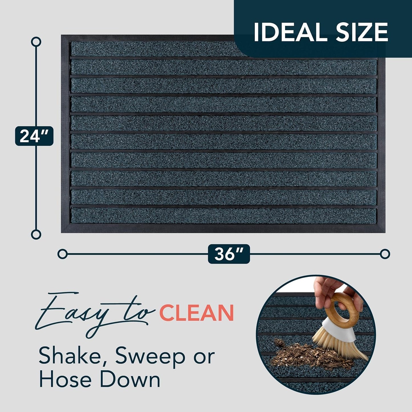 ubdyo Extra Durable Door Mat - Dirt Trapping Outdoor Welcome Mats - Non-Slip Outdoor Indoor Entrance - Low Profile Front Doormat (30" x 17", Bright Brown)