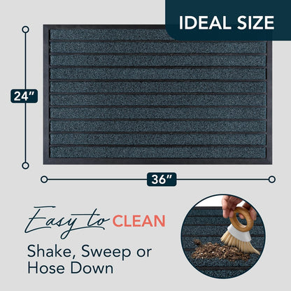 ubdyo Extra Durable Door Mat - Dirt Trapping Outdoor Welcome Mats - Non-Slip Outdoor Indoor Entrance - Low Profile Front Doormat (30" x 17", Bright Brown)