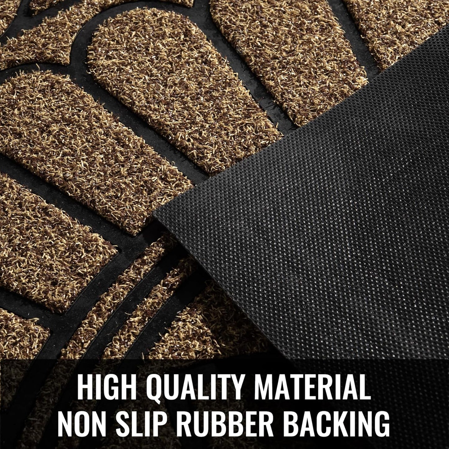 Mibao Front Door Mat Indoor Outdoor Entrance, Semicircular Entrance Mat, Half Round Waterproo Non-Slip Durable Rubber Door Mats, Low Profile Heavy Duty Doormat for Garage, Patio, 30" x 18", Yellow