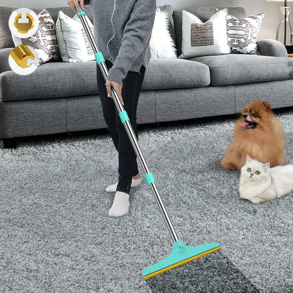 B-Land Carpet Rake for Pet Hair Removal, Reusable Pet Hair Remover with 60” Adjustable Long Handle, Carpet Scraper Broom Dog Cat Hair Remover Tool Fur Sweeper for Rugs, Mats