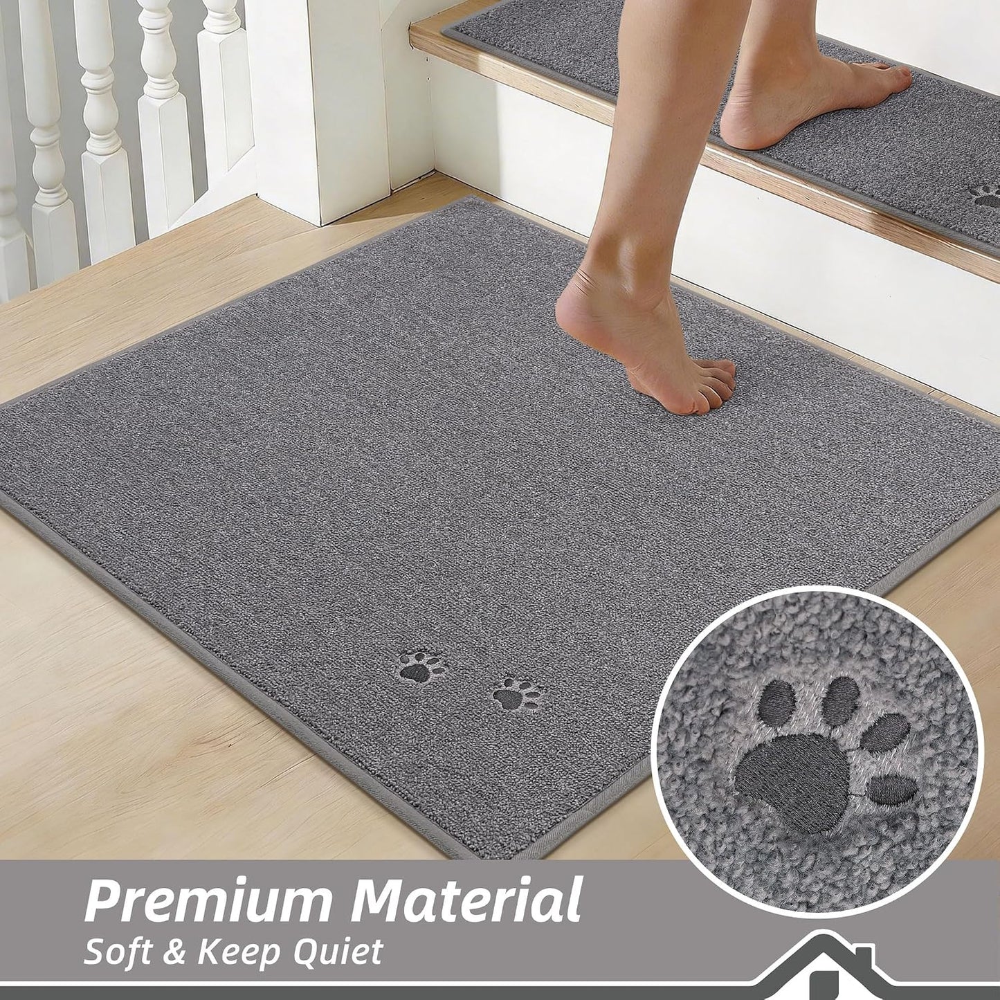 BEQHAUSE Stair Treads for Wooden Steps 28inX9in, Non Slip Carpet Stair Treads Indoor Stair Runners Machine Washable, Soft Stair Rugs Mat Surface Polyester TPE Backing, 4pcs, Charcoal