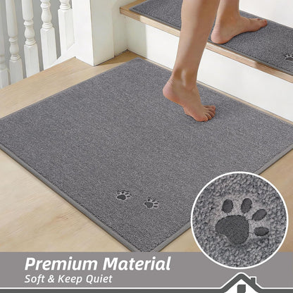 BEQHAUSE Stair Treads for Wooden Steps 28inX9in, Non Slip Carpet Stair Treads Indoor Stair Runners Machine Washable, Soft Stair Rugs Mat Surface Polyester TPE Backing, 4pcs, Charcoal