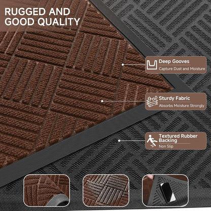 100pointONE Durable Front Door Mat, Heavy Duty Indoor Outdoor Doormat, 48” x 36” Low Profile Outdoor Mats for Home Entrance, Stain and Fade Resistant Shoe Scraper Mat, Ideal for High Traffic Area