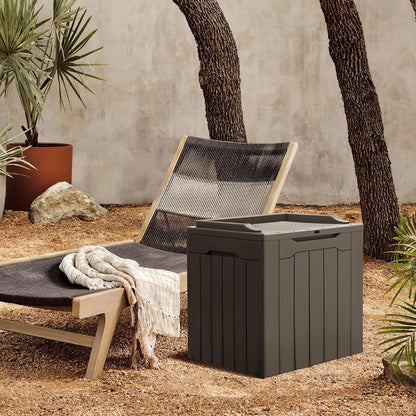 Greesum 31 Gallon Resin Deck Box All Weather Outdoor Storage Boxes for Patio Furniture Set,Outdoor Toys,Garden Tools,Black