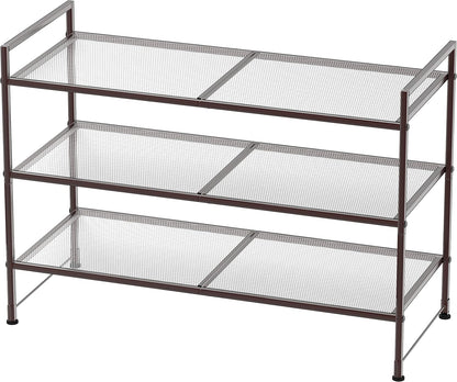 Simple Houseware 3-Tier Stackable Shoes Rack Storage Shelf, Black