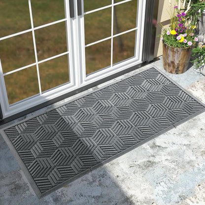 Yimobra Front Door Mat, All-Season Waterproof Outdoor Mat for Entrance with Drainage Holes, Heavy Duty Non-Slip Doormat for Garage Patio Entryway Indoor, 29.5x17, Red