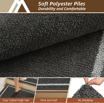 COSY HOMEER Soft Stair Treads Non-Slip Carpet Mat 28inX9in Indoor Stair Runners for Wooden Steps, Stair Rugs for Kids and Dogs, 100% Polyester TPE Backing 4pcs, Grey