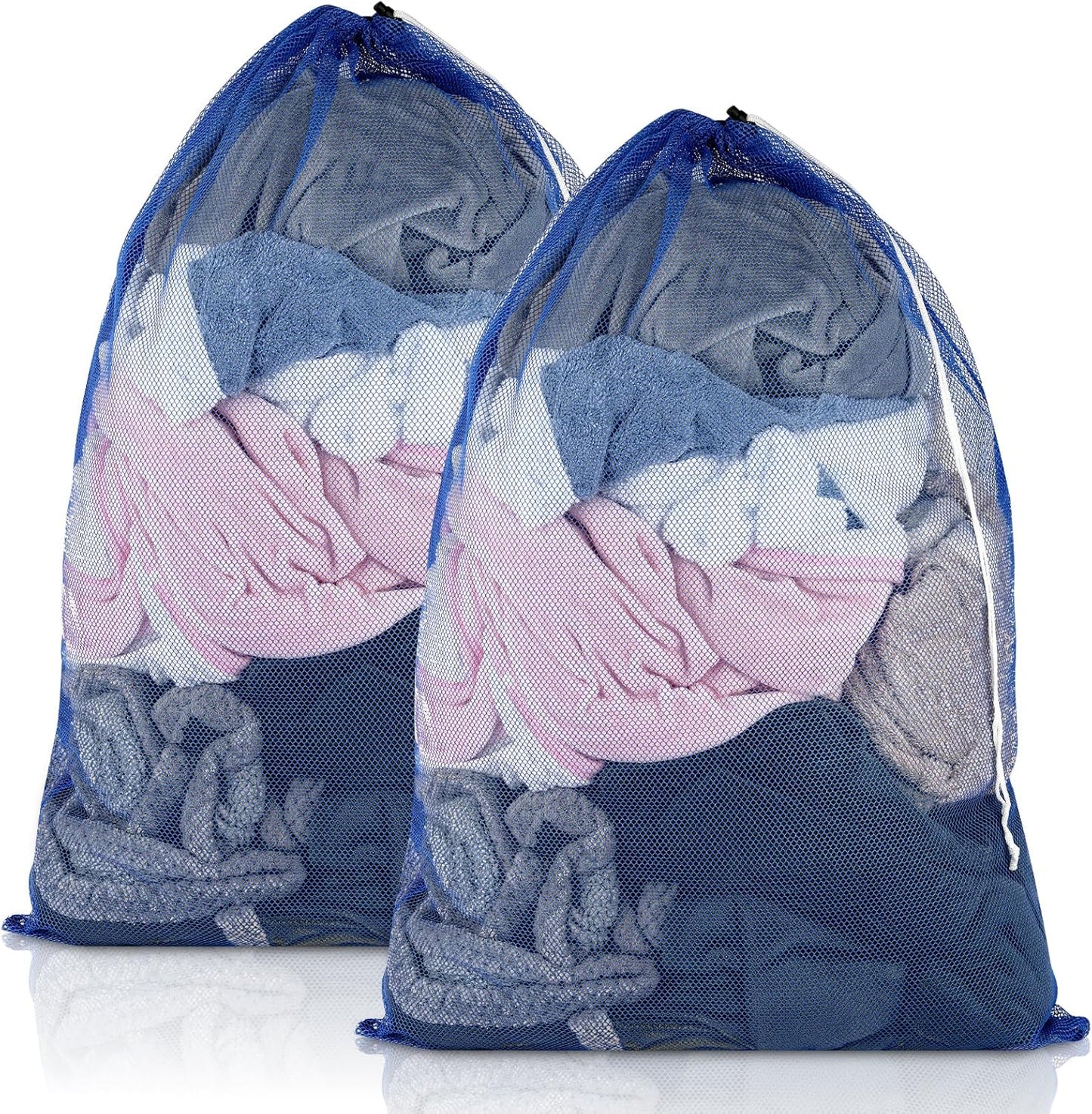 2 Pack Mesh Laundry Bags, 23 x 34 Inches Heavy Duty Mesh Laundry Bag, Large Laundry Drawstring Bag for College, Dorm, Travel, Family and Apartment Dwellers, Black
