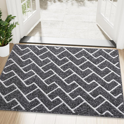 OLANLY Front Door Mat, Non-Slip Rubber Backing, Dirt Resistant and Absorbent, Washable, Easy to Clean Low-Profile Indoor Doormat for Back Door, Entryway, Inside Entrance, 32x20, Grey