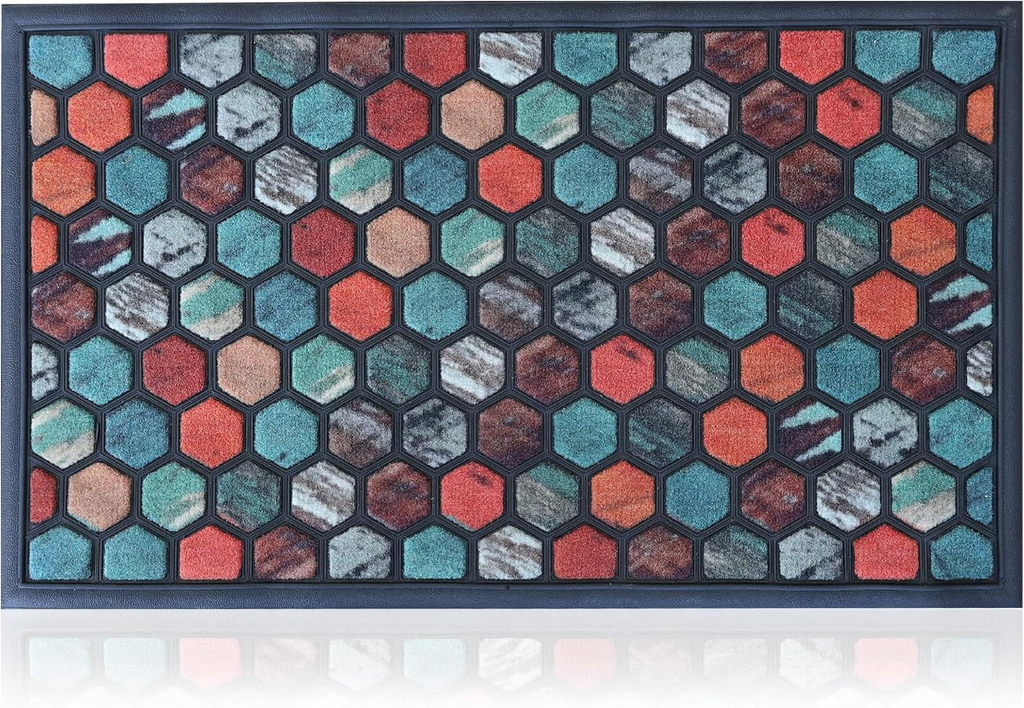 Extra Durable, Superior Absorption, Front Door Mat for Outdoor & Indoor - Welcome Mat for Entryway, Entrance, Patio, Porch - Waterproof, Non-Slip Backing, Coarse Fibers (Scales,17x29)