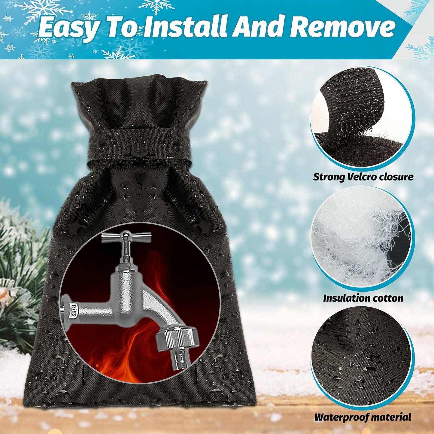 Outdoor Faucet Covers for Winter,2 Pack Faucet Cover Freeze Protection,Insulated Anti-Freeze Waterproof Material,Reusable Faucet Cover Socks for Various Faucet Spigot,Pipe,Garden Hose Bib