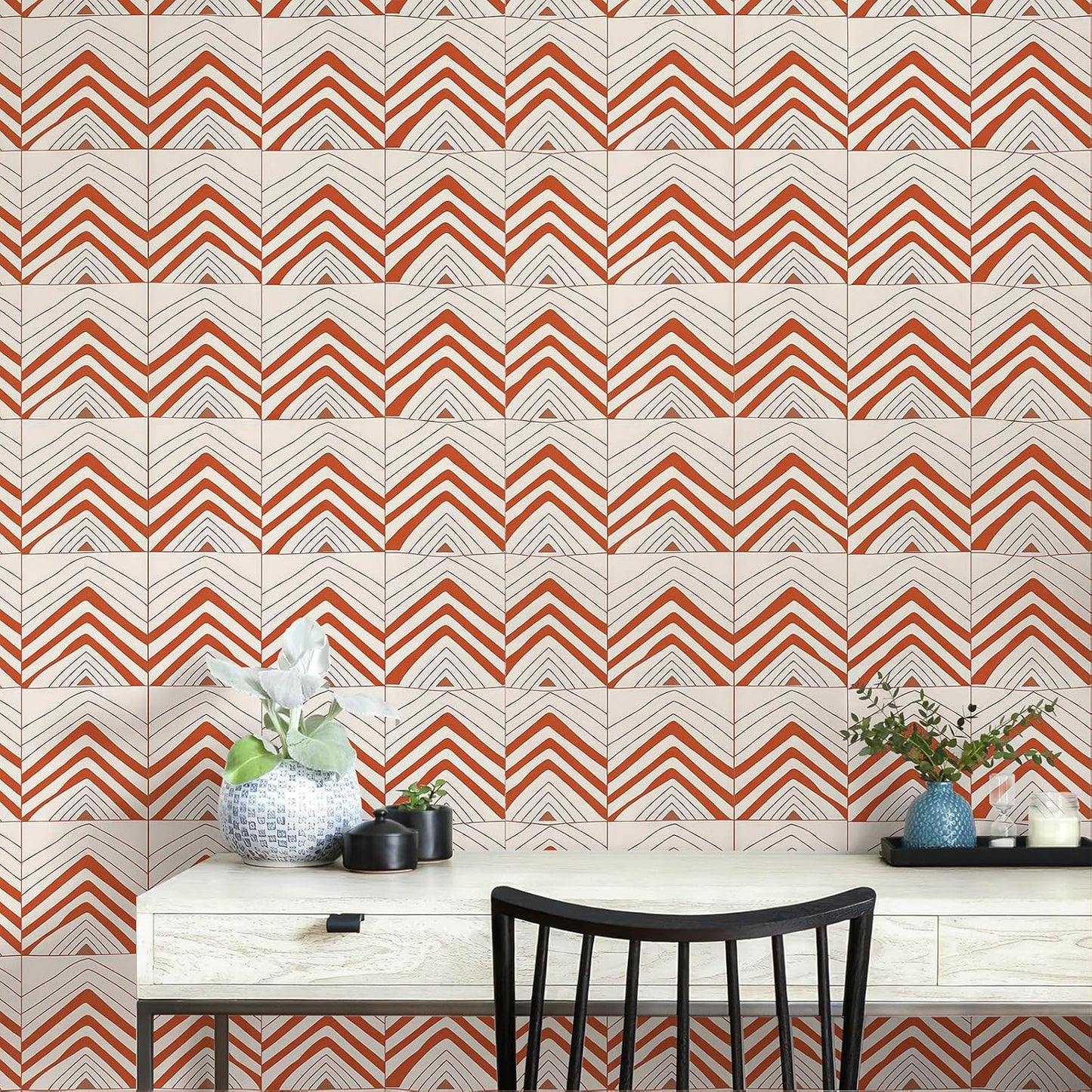 17"x118" Peel and Stick Wallpaper for Renter Friendly, Removable Wallpaper Peel and Stick, Self-Adhesive Textured Contact Paper for Walls, Cabinets, Countertops(Geometric Clay)