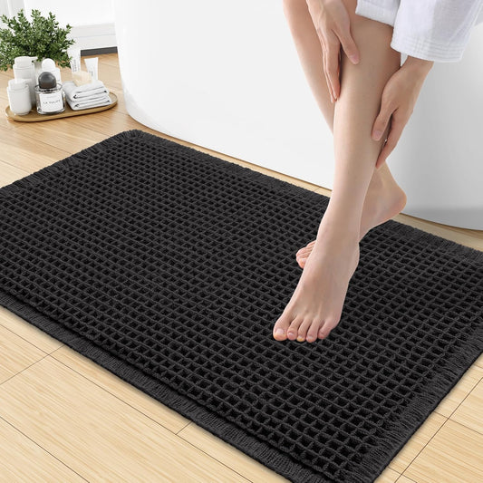 Smiry Waffle Bath Mat 30x20, Extra Soft Absorbent Bathroom Rugs, Non Slip Machine Washable Quick Dry Bath Rugs for Bathroom Floor, Tub, Shower, Home Decor Accessories, Brown