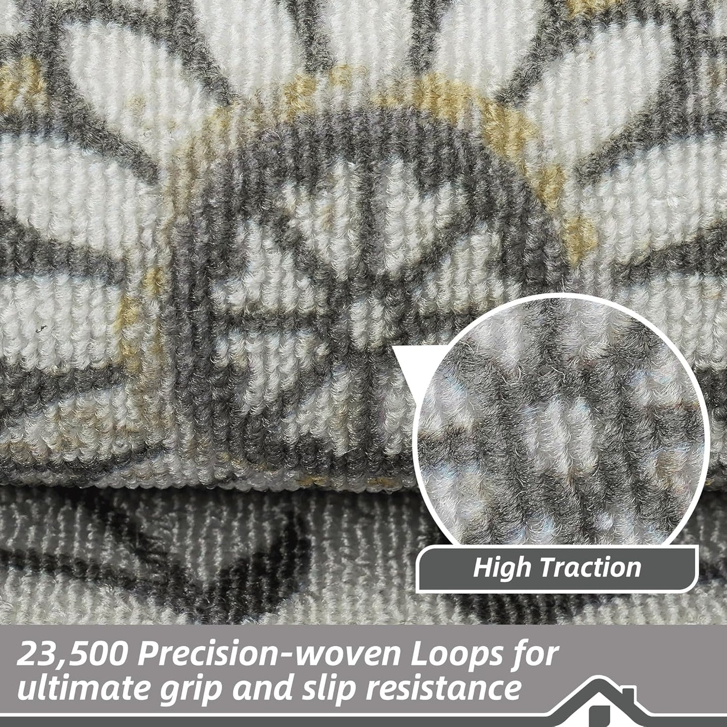 BEQHAUSE Stair Treads for Wooden Steps Non-Slip Machine Washable Carpet Stair Treads 8"X30" Soft Indoor Stair Runner for Kids Elders and Pets, 100% Polyester, TPE Backing, 15pcs, Grey/Orange