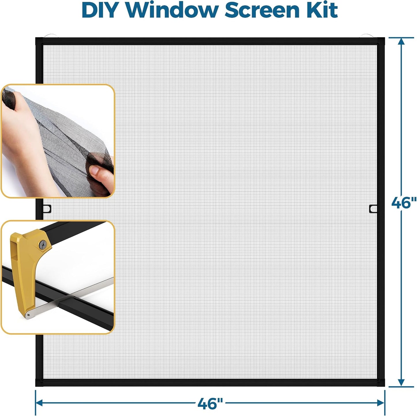 Augblinds 2 Sets Window Screen Frame Kit, 5/16 in x 3/5 in x 46 Inch, Makes Two Complete Screen 46" x 46" or Smaller, Includes Premium Screen Mesh, 8 Heavy Duty Corners & Durable Spline, White