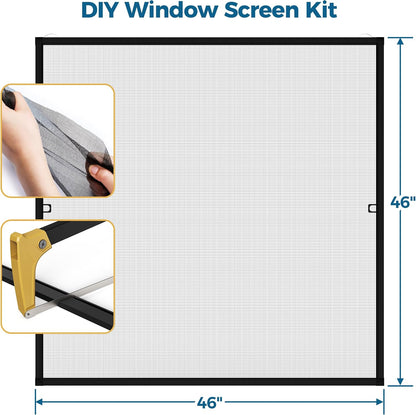 Augblinds 2 Sets Window Screen Frame Kit, 5/16 in x 3/5 in x 46 Inch, Makes Two Complete Screen 46" x 46" or Smaller, Includes Premium Screen Mesh, 8 Heavy Duty Corners & Durable Spline, White