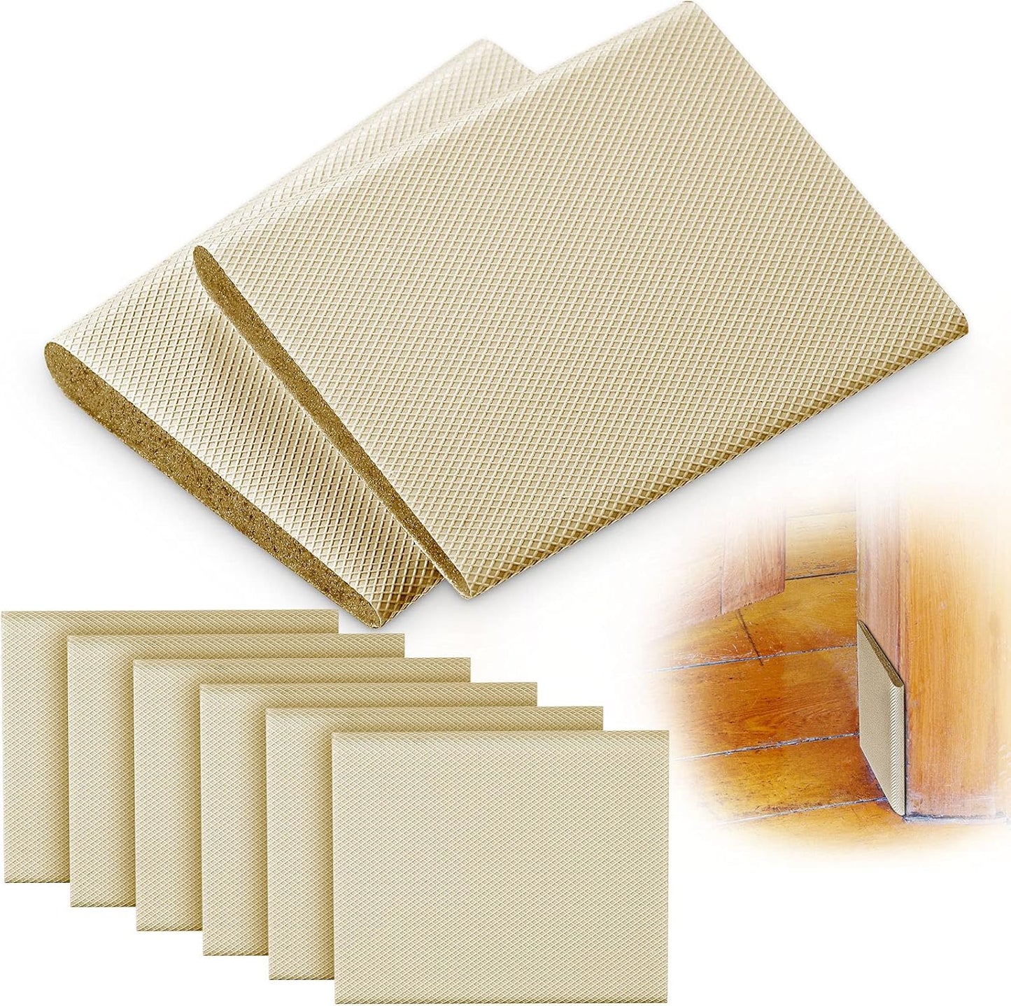 Jetec 6 Peices Self-Adhesive Door Corner Seals, Gap Filler Seal Strip Weather Stripping Draft Stopper Door Frame Seal Corner Foam for Weather Protection Isolation of Noise(Black)
