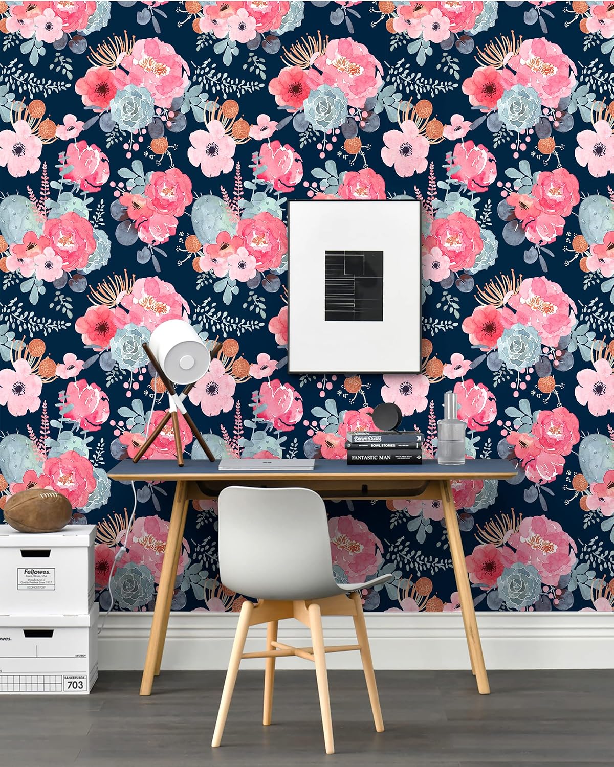 Floralplus Floral Wallpaper Peel and Stick Removable Wallpaper Boho Renter Friendly Dark Flower Wallpapers Contact Paper for Walls Cabinet Bedroom Bathroom Decor 17.5 in x 118 in