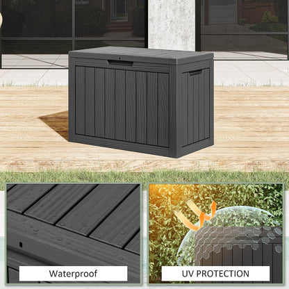35 Gallon Outdoor Storage Box, Waterproof Resin Deck Box with Lockable Lid – Storage Cabinet for Patio Furniture, Pool Supplies, Garden Tools – Indoor & Outdoor Use