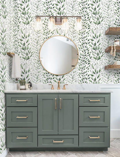 Safiyya Peel and Stick Wallpaper Boho Modern Beige Leaf Contact Paper Peel and Stick Wall Paper Self Adhesive Removable Wallpaper for Bedroom Bathroom Vinyl Roll 78.7"x17.3"