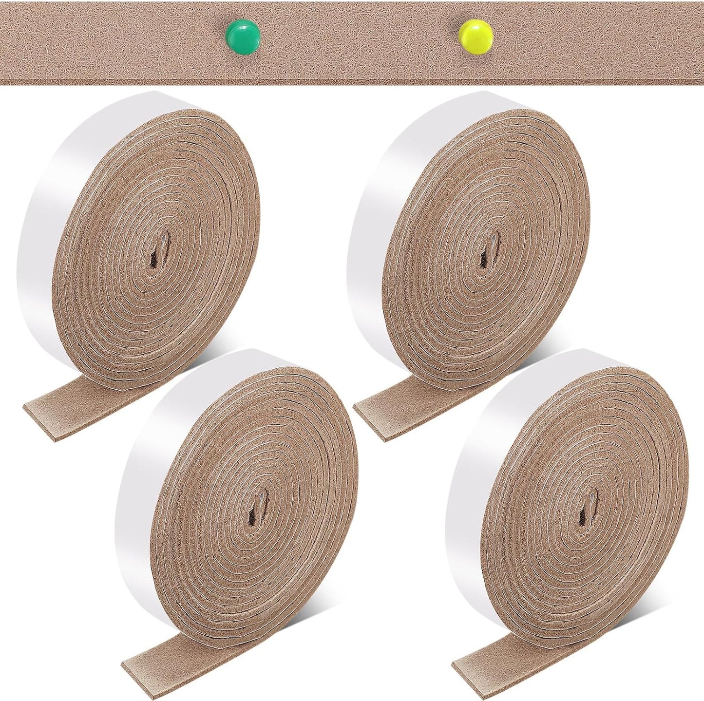 Zonon 4 Rolls 120 Inch Felt Strip with Adhesive Backing Felt Tapes Furniture Strip Rolls Self Stick Heavy Duty Polyester for Protecting Furniture and DIY Adhesive(Black,0.5 Inch)