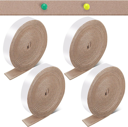 Zonon 4 Rolls 120 Inch Felt Strip with Adhesive Backing Felt Tapes Furniture Strip Rolls Self Stick Heavy Duty Polyester for Protecting Furniture and DIY Adhesive(Black,0.5 Inch)