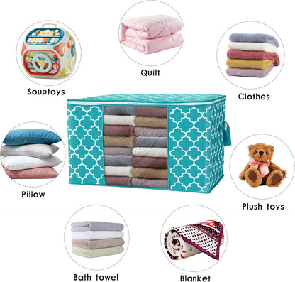WISELIFE Storage Bags, Large Blanket Clothes Organization and Storage Containers for Bedding, Comforters, Foldable Organizer with Reinforced Handle, Clear Window,Sturdy Zippers,(Grey, 3 x 100L)