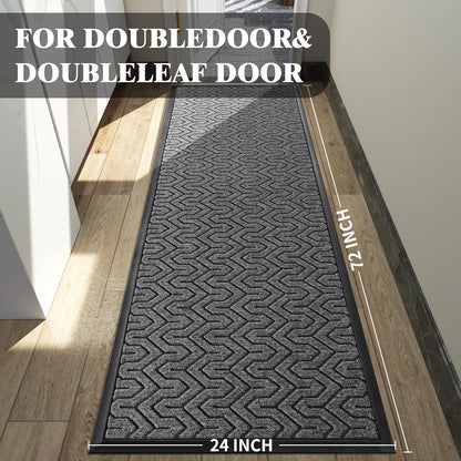 Yimobra Front Door Mat Outside Entrance 29.5x17, Waterproof Heavy Duty Outdoor Mats for Front Door, Non Slip Rubber Entry Mat for Garage Patio Indoor, Grey