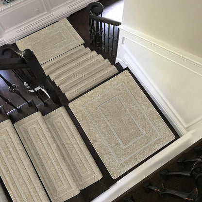 PURE ERA Carpet Stair Treads Tape Free Non Slip Indoor Stair Carpet Stair Protectors Pet-Friendly Non-Slip Skid Resistant Washable Reusable 8" x 30"(2 Pieces,Black)