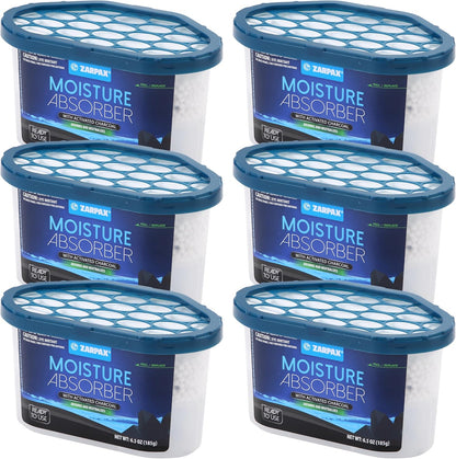 ZARPAX Moisture Absorber Activated Charcoal 10.5 oz/300g | Removes Moisture, Damp, Humidity & Odors | Odor Absorber | Moisture Trap for Bathroom, Closet, Kitchen & Small Spaces | Set of 4
