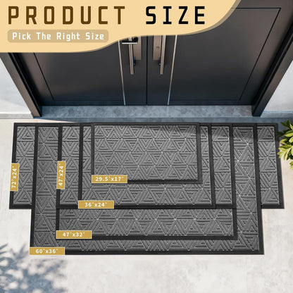 Yimobra Front Door Mat Outside Entrance 29.5x17, Waterproof Heavy Duty Outdoor Mats for Front Door, Non Slip Rubber Entry Mat for Garage Patio Indoor, Grey