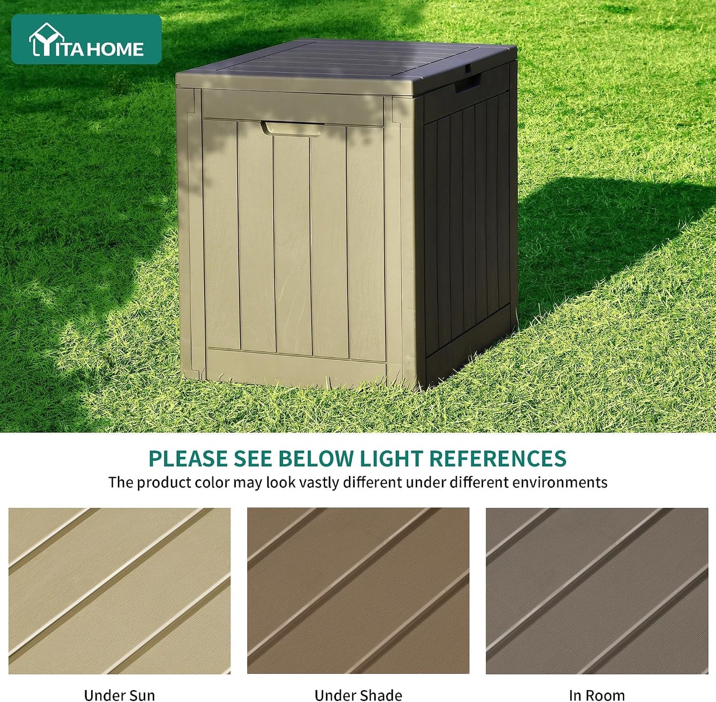 YITAHOME 31 Gallon Outdoor Storage Deck Box | Waterproof Resin Package Delivery and Storage Box with Lockable Lid for Patio Furniture Cushions, Pool Accessories, Garden