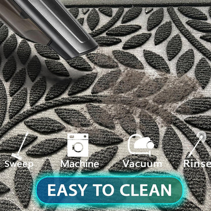 Bulijojo Front Door Mat Entrance,Durable Heavy Duty Welcome Mat,Thick Absorbent Natural Rubber Non Slip Mat,Sturdy Entryway Brown 17"x30"