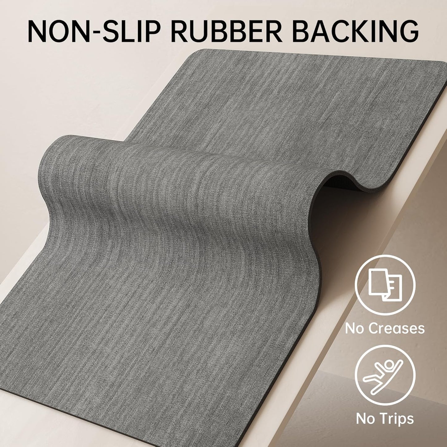 Mecko Bath Mat Rug, Rubber Non-Slip Quick Dry Absorbent Thin Bathroom Rugs Fit Under Door Bathroom Floor Mats-Shower Rug for in Front of Bathtub, Sink, Shower Room(Light Grey,16"x24")