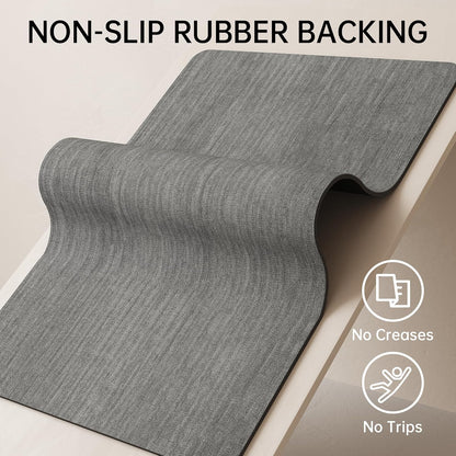 Mecko Bath Mat Rug, Rubber Non-Slip Quick Dry Absorbent Thin Bathroom Rugs Fit Under Door Bathroom Floor Mats-Shower Rug for in Front of Bathtub, Sink, Shower Room(Light Grey,16"x24")