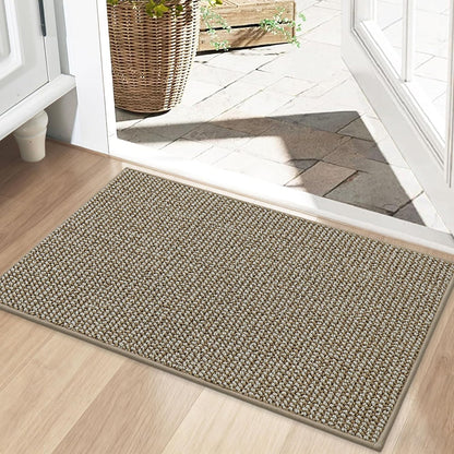 BEQHAUSE Dirt Trapper Door Mat 20" x 32", Non-Slip Washable Doormats Entrance Mat, Dirt Resistant and Absorbent Welcome Mat, Low Profile Floor Mats for Front Back Door and Entryway, Beige