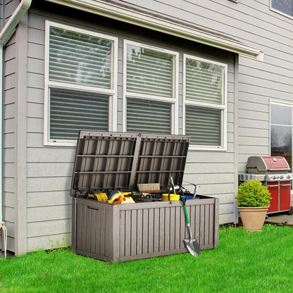 TARKARI 320 Gallon Lockable Resin Deck Box, Waterproof & UV-Resistant Outdoor Storage Box for Outdoor Cushion Storage, Garden Tools & Pool Accessories Storage, Black