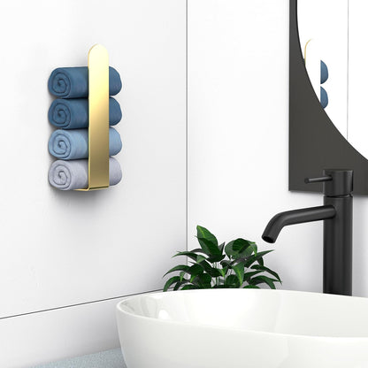 HUFEEOH 2 Pack Adhesive Hand Towel Holder, Kitchen Towel Rack Towel Bars Wall Mounted, Stainless Steel Bath Towel Hanger for Bathroom Hotel Kitchen (White, 8 Inch(2PC))