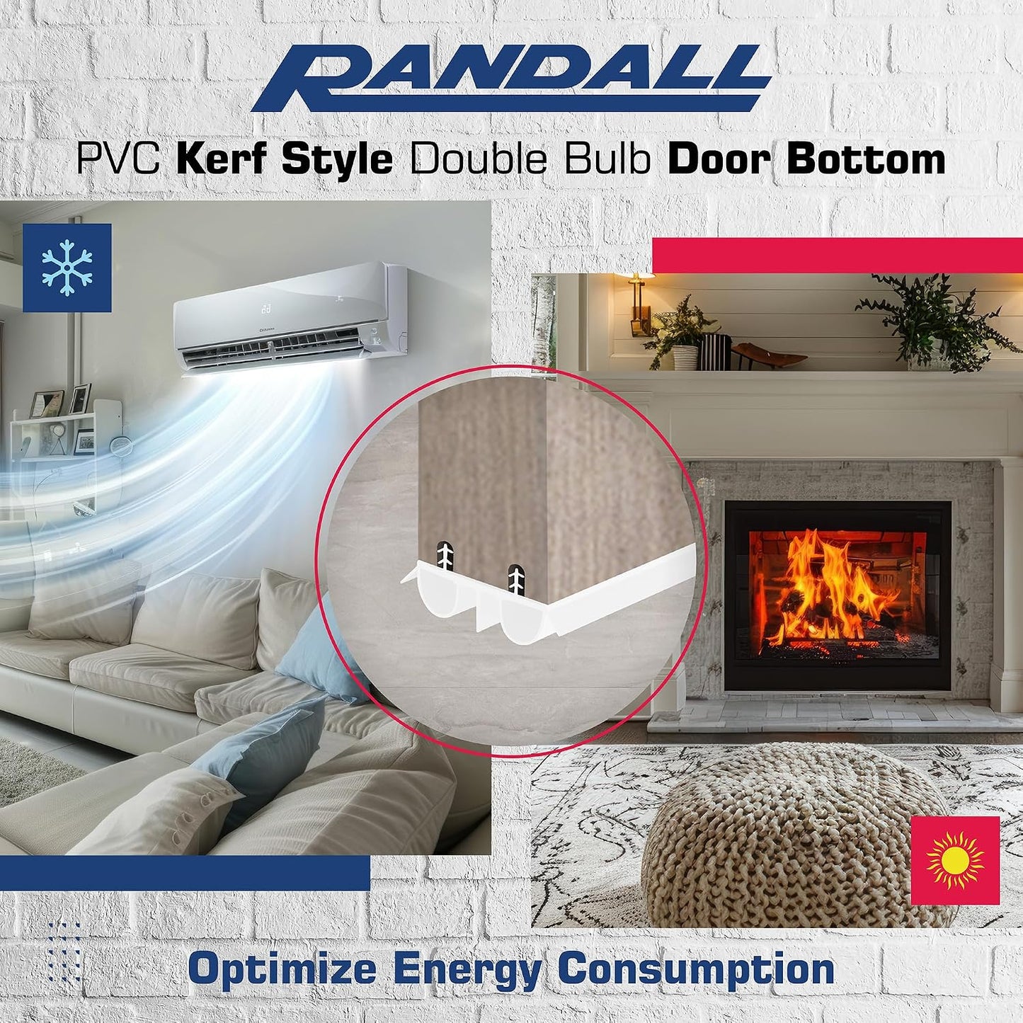 36" Kerf Slide-in Double Bulb Seal Weatherstrip Door Bottom – Durable Seal for Energy Efficiency & Draft Protection (Black)