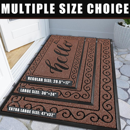 Yimobra Welcome Mat, Heavy Duty Sturdy Door Mats for Home Entrance Outdoor Indoor, Front Doormat for Outside Patio Floor Entry Porch Garage Office, Waterproof, Low Profile, 29.5x17, Black Grey