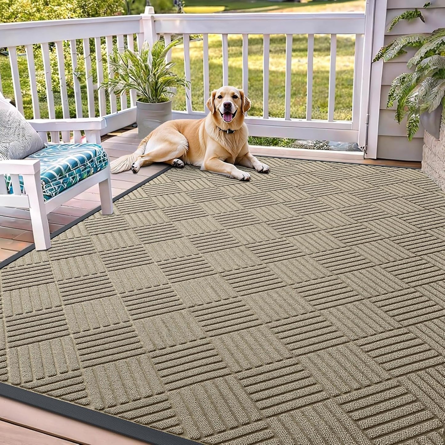 OLANLY Front Door Mat Outside Entrance 29.5x17, Absorbent, Heavy Duty Sturdy Natural Rubber Doormat Indoor Outdoor, Stain and Fade Resistant, Non-Slip Low Profile Floor Mat for Entryway, Grey Diamond