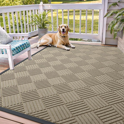 OLANLY Front Door Mat Outside Entrance 29.5x17, Absorbent, Heavy Duty Sturdy Natural Rubber Doormat Indoor Outdoor, Stain and Fade Resistant, Non-Slip Low Profile Floor Mat for Entryway, Grey Diamond